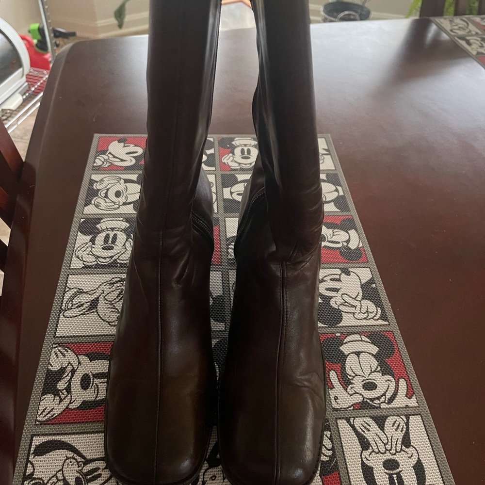 Brown leather boots